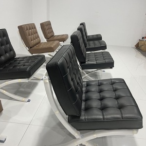 Sillón <span class=keywords><strong>Barcelona</strong></span> Individual, Sillón <span class=keywords><strong>de</strong></span> Ocio Nórdico Simple, Sillón <span class=keywords><strong>de</strong></span> Diseño con Brazos Metálicos para Sala <span class=keywords><strong>de</strong></span> Estar, Hotel o Habitación Modelo, Tapizado <span class=keywords><strong>en</strong></span> Cuero o Tela - Product Image 3