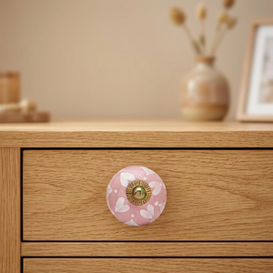 High Quality Pink Ceramic <strong>Door</strong> <strong>Knob</strong> with White Heart Pattern and <strong>Gold</strong> Center for Cabinet <strong>Doors</strong> Home Office Use From India - Product Image 2