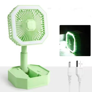 Ventilador Portátil com Luz Noturna, Recarregável via USB, Baixo Ruído, Ventilador de Mesa para Uso Pessoal, Ventilador Silencioso com 2 Velocidades - Product Image 1