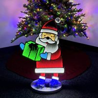 Vente en gros directe d'usine, enseigne au néon LED 3D personnalisée avec miroir infini, motif Père Noël, pour la décoration de Noël, les bars, les magasins de détail, les décorations de vacances, OEM