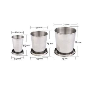 Vaso Plegable de Acero Inoxidable para Viajes, Senderismo y Picnic, Taza Expandible para Agua con Anillo para Llaves - Product Image 2