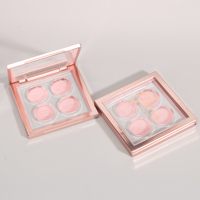 Palette de fards à paupières et de blush magnétique rose doré 4 couleurs, écologique, vide - Étui de maquillage personnalisé en plastique de luxe (Logo)