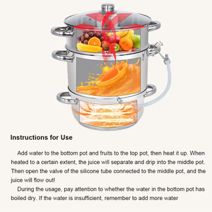 Extractor de Jugo Duradero de 5L 8L, Olla Vaporera de Acero Inoxidable para Frutas y Verduras - Product Image 3