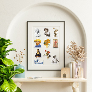 100 Uds artista del Renacimiento italiano <span class=keywords><strong>Leonardo</strong></span> Da Vinci pegatina de pintura al óleo clásica de moda pegatina de dibujos animados - Product Image 5