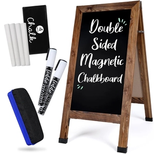 JUNJI Extra Large 40 \ "X 20 \" A-Frame Tableau Magnétique <span class=keywords><strong>Chevalet</strong></span> Double Face Debout <span class=keywords><strong>Bois</strong></span> Artisanat avec Signes Muraux Marqueurs à Craie - Product Image 1