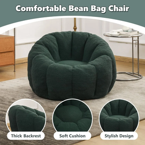 เก้าอี้โซฟาเดี่ยวทรงกลมขนาดเล็ก ผ้ากำมะหยี่ ราคาประหยัด สไตล์ร่วมสมัย แบบไม่มีที่วางแขน บีบอัดด้วยระบบสุญญากาศ เหมาะสำหรับใช้ในบ้านพักตากอากาศ - Product Image 2