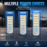 Lampadaire solaire LED extérieur tout-en-un haute performance, durable, en ABS, IP65, avec capteur de présence humaine, 100W, 200W, 300W