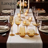 Ensemble de verres à boire en verre ambré foncé Lanques, résistants au lave-vaisselle, verres à vin champagne teintés ambrés pour les mariages et les événements