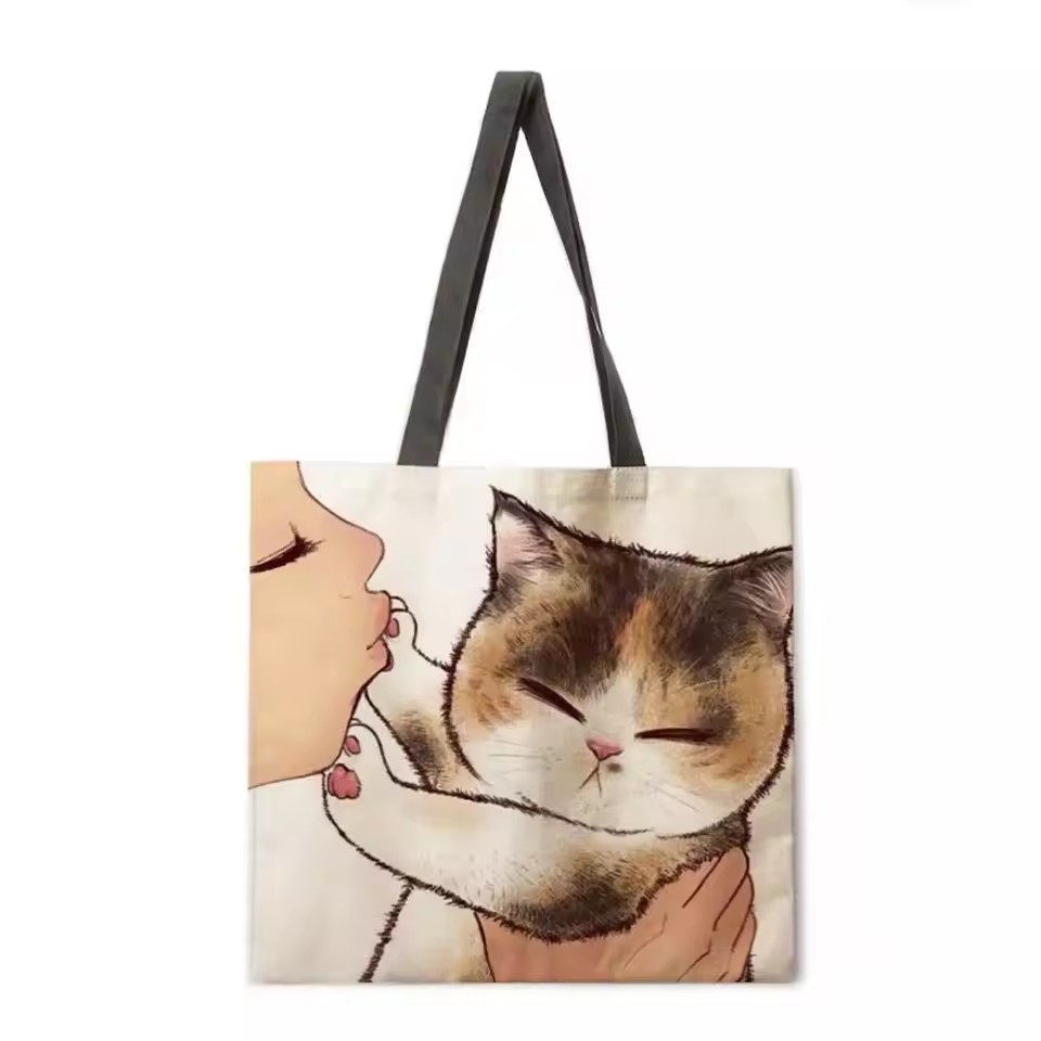 Custom Logo Blank Organic Shopper Reusable Calico Shopping Canvas Bag