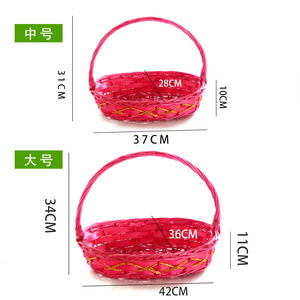 Panier cadeau rond en rotin tressé Yuecheng avec emballage en cellophane en forme de cœur et nœud - Product Image 4