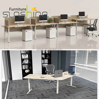 Bureau de direction moderne extensible et réglable en hauteur en aluminium de conception Guangzhou pour 4 personnes