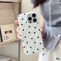 Pour 16promax Apple Ins couleur vague Point motif plissé 14 coréen 13P TPU étui de téléphone portable protecteur de caméra inclus