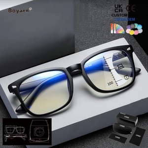 Lunettes de lecture multifocales Boyarn, verres progressifs bloquant la lumière bleue, monture carrée unisexe, nouveau design blanc pour hommes - Product Image 1