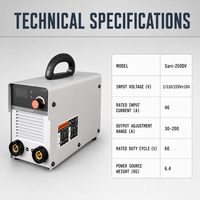 Poste à souder numérique DC à électrode, double tension 110V/220V, portable, machine à souder MMA Sarc 250DV, poste à souder numérique DC à électrode