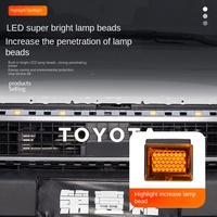 Nouvel accessoire modifié pour Toyota Prado LC250 2024+ : petite décoration de calandre à LED jaune, accessoires d'éclairage de voiture carrés