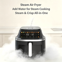 Friteuse à air intelligente de 10 litres avec fonction vapeur, écran tactile couleur, panier à huile visible amovible, cuisson tout-en-un, OEM, ODM
