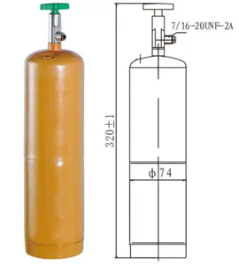 フロンR-134A冷媒用ミニクライオゲンスイッチガスシリンダーバルブ付き2.2ポンド