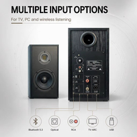 Système d'enceintes d'ordinateur 2.0 actives 60W 4' avec subwoofer en bois, filaire et sans fil BT5.3 pour Home Cinéma, Studio, Moniteur, Téléphone