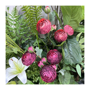 Flores Artificiales de Loto de Mil Capas, Planta en Maceta de Flores de Seda, Decoración de Boda, Adorno para el Hogar, Rosa Roja, Rosa Champán - Product Image 1