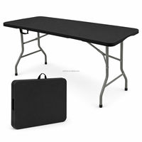 Mesa de Camping Plegable Moderna y Ligera de 5 Pies, Negra, Portátil, de Acero Aleado y Plástico, Rectangular, para Comer al Aire Libre, Muebles de Exterior