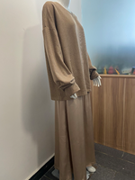Robes islamiques R-461, ensemble deux pièces, mode hiver, grande taille, pour femmes musulmanes, longueur au sol, polyester, ODM, ensemble de chandails tricotés