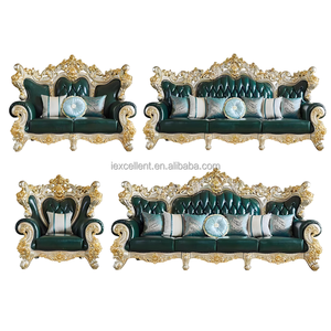 <strong>New</strong> Design HotSale High Quality Luxury Royal FrenchStyle Classical European Carved Solid Wood Leather Sofa Living Room <strong>Furniture</strong> - Product Image 5