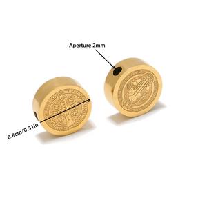 Cuentas y abalorios DIY de diseñador decorativo de acero inoxidable de religión, cuentas blancas, cuentas circulares en relieve para la fabricación de joyas - Product Image 5