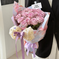 Papier d'emballage floral magnifique et somptueux pour la Saint-Valentin, populaire en ligne, papier d'emballage artistique pour bouquets de fleurs