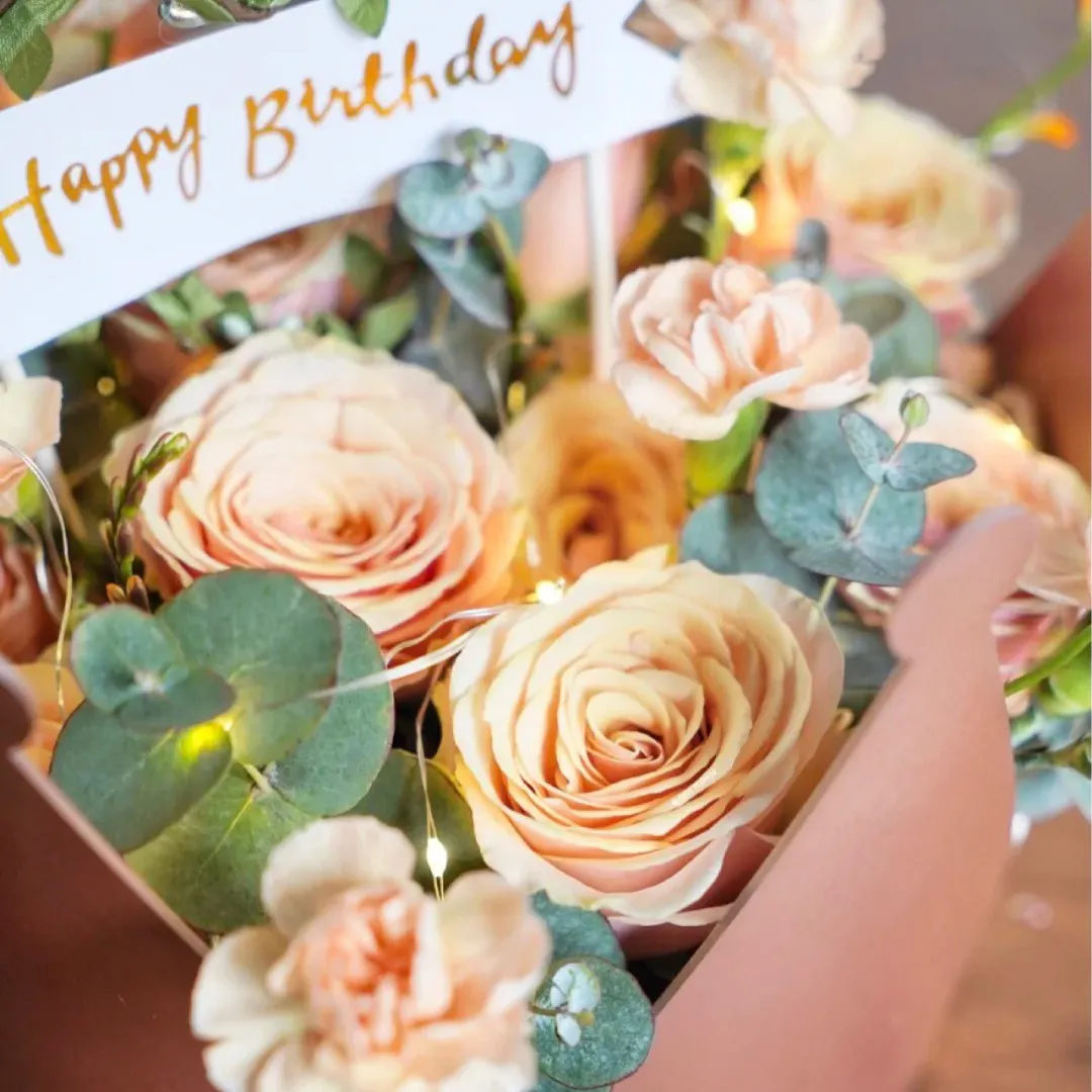Caixa de flores coroa para o dia das mães, buquê de aniversário, caixa de presente redonda, embalagem de flores