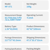 Testeur de qualité de l'eau multi-paramètres Veinasa, best-seller, 7 en 1 (pH/TDS/EC/Température/Salinité/ORP/S.G), ODM OEM OBM disponible