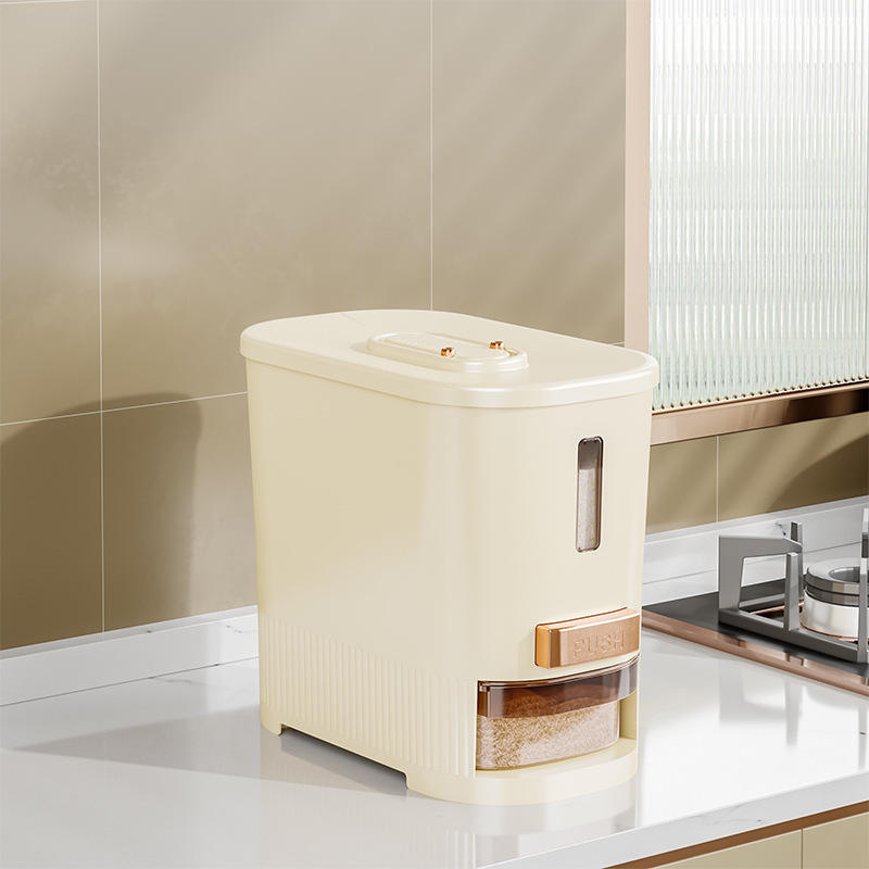 Barril de arroz de espacio de medición de lujo ligero 6,00 kg [crema]