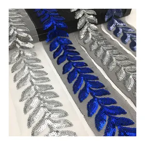 Afinidad Flecha de hoja de alta calidad 6cm lentejuelas bordado encaje ajuste para ropa falda Decoración