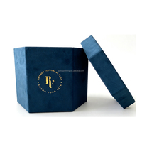Boîte à fleurs de luxe personnalisée en carton et papier suédé hexagonal de qualité supérieure, boîte cadeau florale pour mariage avec couvercle