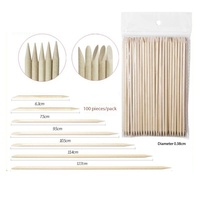 Petit bâtonnet en bambou pour manucure, outils à ongles, bâtonnet de décontamination, bâtonnet de ponçage, repousse-cuticules.