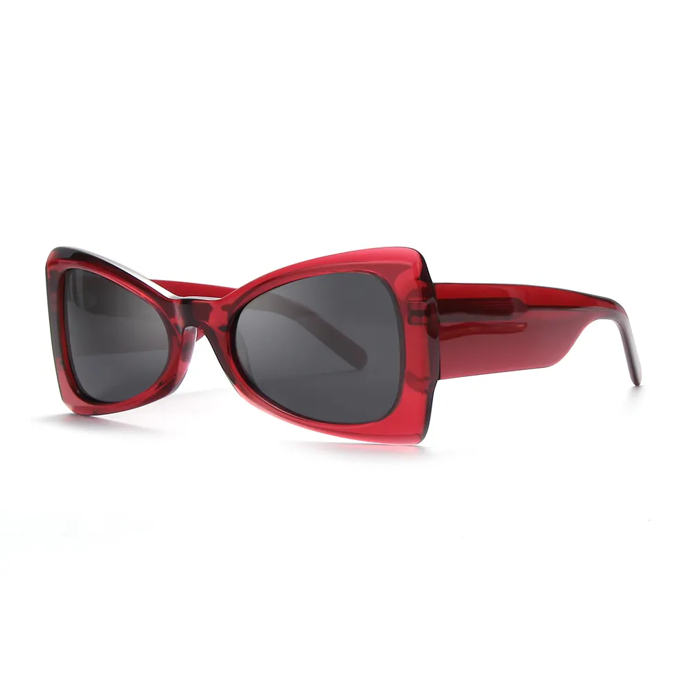 Trendy Shades Sunglasses Acetate TAC Lenses Small Triangle Frame Wide Temple Legs Sun Glasses