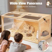 Vente en gros - Cage à hamster en bois de 32 pouces, grande, anti-mastication, habitat avec double accès par le haut, ventilée, 270 °   Cage panoramique en acrylique pour hamster