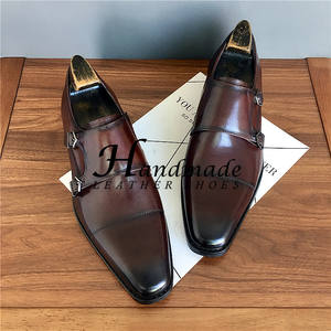 Zapatos italianos de cuero hechos a mano - nuevos zapatos formales de negocios para hombre, cuero vacuno de primera calidad, zapatos Monk, zapatos de monje - Product Image 1