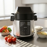 Friteuse à air numérique électrique multifonction 6L avec contrôle numérique, autocuiseur 2-en-1 en acier inoxydable avec écran LED pour usage domestique