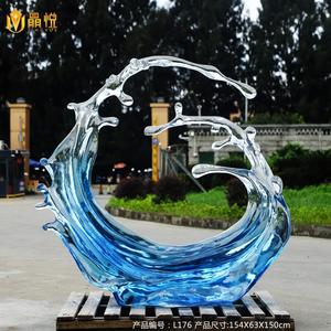 Jingyue Tùy Chỉnh Nhựa Trong Suốt Sóng Hình Dạng Nước Điêu Khắc Trong Nhà Thủ Công Thủ Công Pha Lê Trang Trí Sang Trọng Cho Sảnh Khách Sạn - Product Image 3