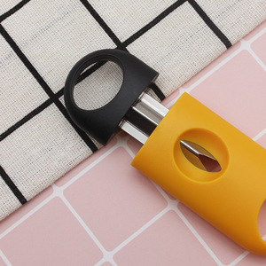 JOFI Portable <b>V</b> Shaped Cigar Cutter Stainless Steel Blade Black And Yellow Plastic Body <b>Bar</b> Shape For Cigar Accessories - Product Image 4