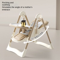 Chaise d'alimentation pour bébé polyvalente et multifonctionnelle, housse de siège en cuir + grand plateau, double usage comme balançoire