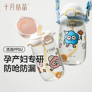 October Crystal Straw Water <b>Bottle</b> PPSU Portable For Pregnant And Postpartum Women With Cartoon Design - Product Image 1