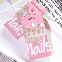Ongles artificiels mi-longs en amande, pré-dessinés, plaqués couleur unie, à motifs, fabriqués au Zhejiang