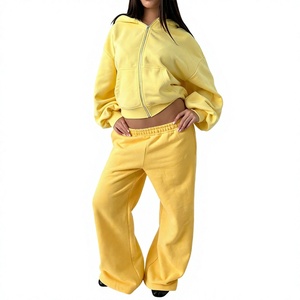 Conjunto Deportivo Informal Personalizado para Mujer, Otoño 2026, Conjunto de Dos Piezas a la Moda, Sudadera con Cierre y Pantalones Deportivos Holgados, Color Sólido, Ecológico, ODM - Product Image 3