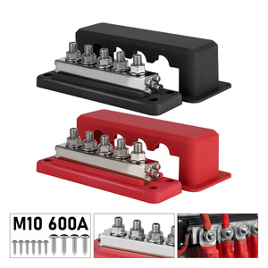 Power Distribution Block 600A M10 5-Pole Copper Busbar <b>Terminal</b> Red Black - Product Image 3