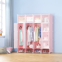 DIY-Größe Günstiger Kleiderschrank Wohnzimmer Stoffaufbewahrungsbox Faltbarer Schrank mit Schuhregal