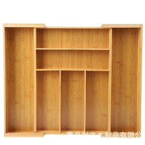Drawer Organizer Bamboo <b>Kitchen</b> <b>Storage</b> <b>Box</b> With Compartments For Cutlery Utensil Organization Rectangular Standing Type - Product Image 2