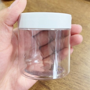 Black Lids PET Clear Cosmetic Cream <b>Jars</b> 50ml 80ml 100ml 120ml 150ml 200ml 250ml 500ml 8 oz <b>Plastic</b> Body Scrub Container - Product Image 2