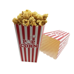 Scatole di Popcorn di cartone usa e getta con stampa personalizzata a strisce bianche rosse stampate per feste di film per feste di nozze scatole di Popcorn - Product Image 1