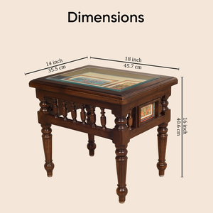 Traditional Wooden <b>Side</b> <b>Table</b> with <b>Glass</b> Top Hand Carved Legs Solid Wood End <b>Table</b> for Living Room Bedroom Home Furniture - Product Image 2